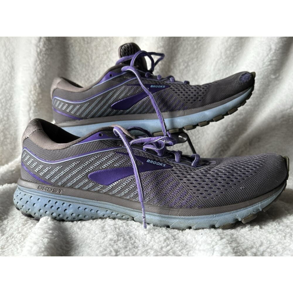 Brooks Ghost 12 Running Shoes Womens Size 12 Gray Purple Sneakers 1203051B097
